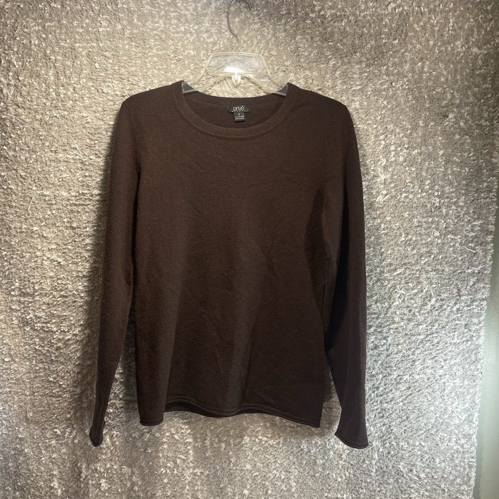 Prive‎ Cashmere Women Crew Neck Sweater Brown Small Old Money Preppy Academia